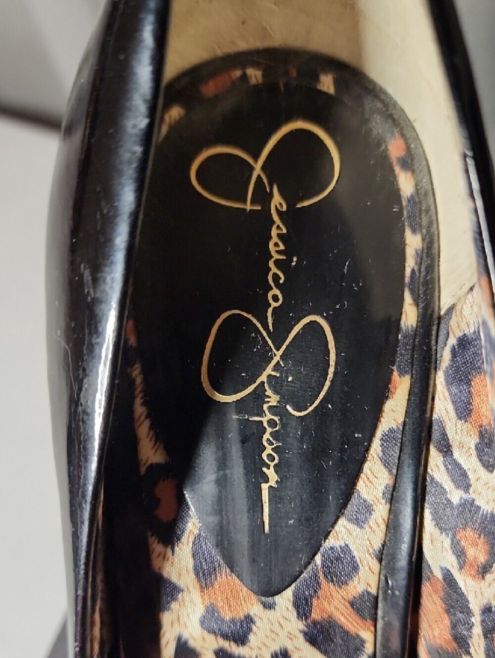 Jessica Simpson Black Patent Peep-Toe Heels with Bow - Picture 2 of 9